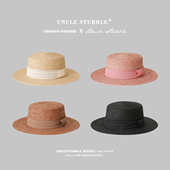 法式 海边度假遮阳拉菲草帽子气质百搭草编礼帽 平顶草帽女生夏季