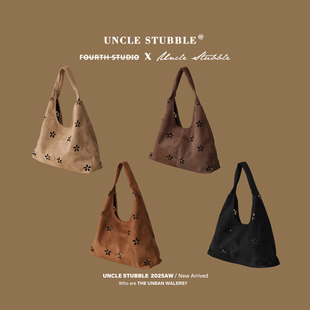 鹿皮绒复古包包韩版休闲大容量镂空花朵女生腋下包日常通勤单肩包