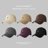 日系复古做旧棒球帽男女工装 风简约刺绣鸭舌帽深顶宽檐显脸小帽子