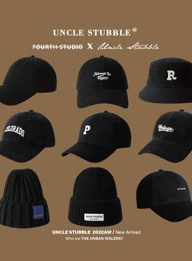 棒球帽胡茬叔叔原创黑色帽子软顶鸭舌帽男女情侣百搭针织帽渔夫帽