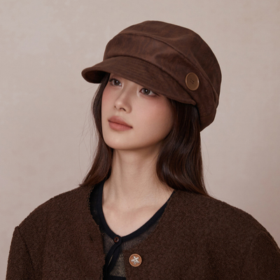 日系文艺风报童帽子女显脸小