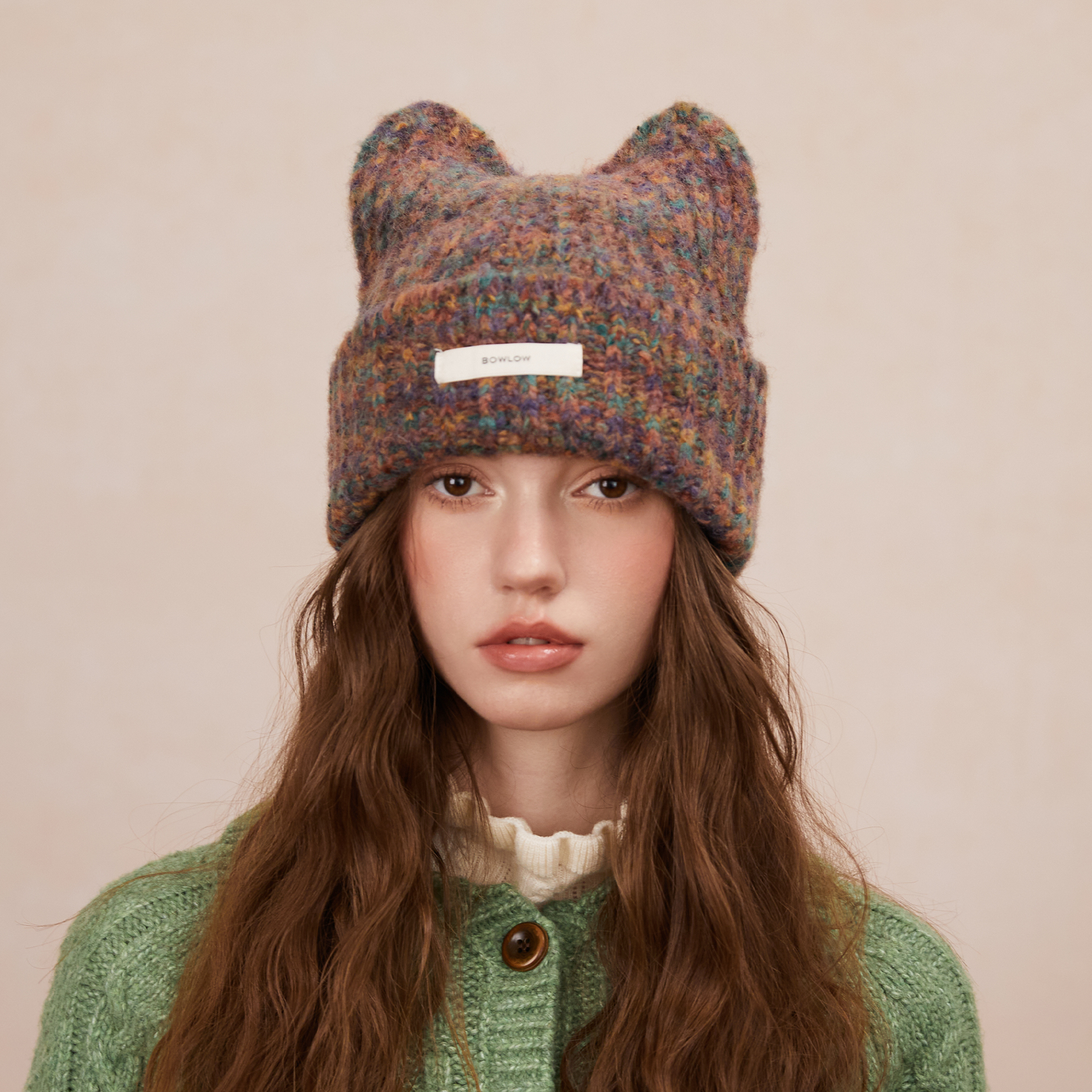 可爱猫耳朵针织帽子冬季保暖