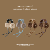 复古格纹羊羔卷耳罩女生甜美可爱系带耳包秋冬骑行防风保暖耳捂子