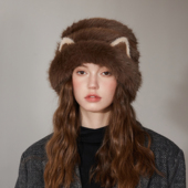 冬季 加厚毛绒渔夫帽可爱猫耳朵韩系甜美显脸小护耳帽子保暖盆帽女