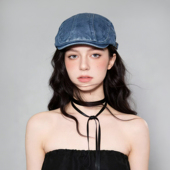 蓝色水洗牛仔前进帽日系街头文艺报童帽复古个性 画家帽鸭舌帽男女