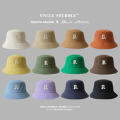 百搭不挑人R标渔夫帽宽檐显脸小大脸圆脸可戴遮阳帽子男女款 盆帽