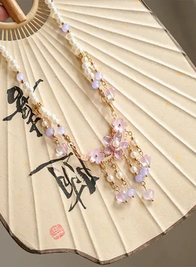 项链配饰出行唐风紫色圏项百搭中式项饰汉服日常古风明制软璎珞短