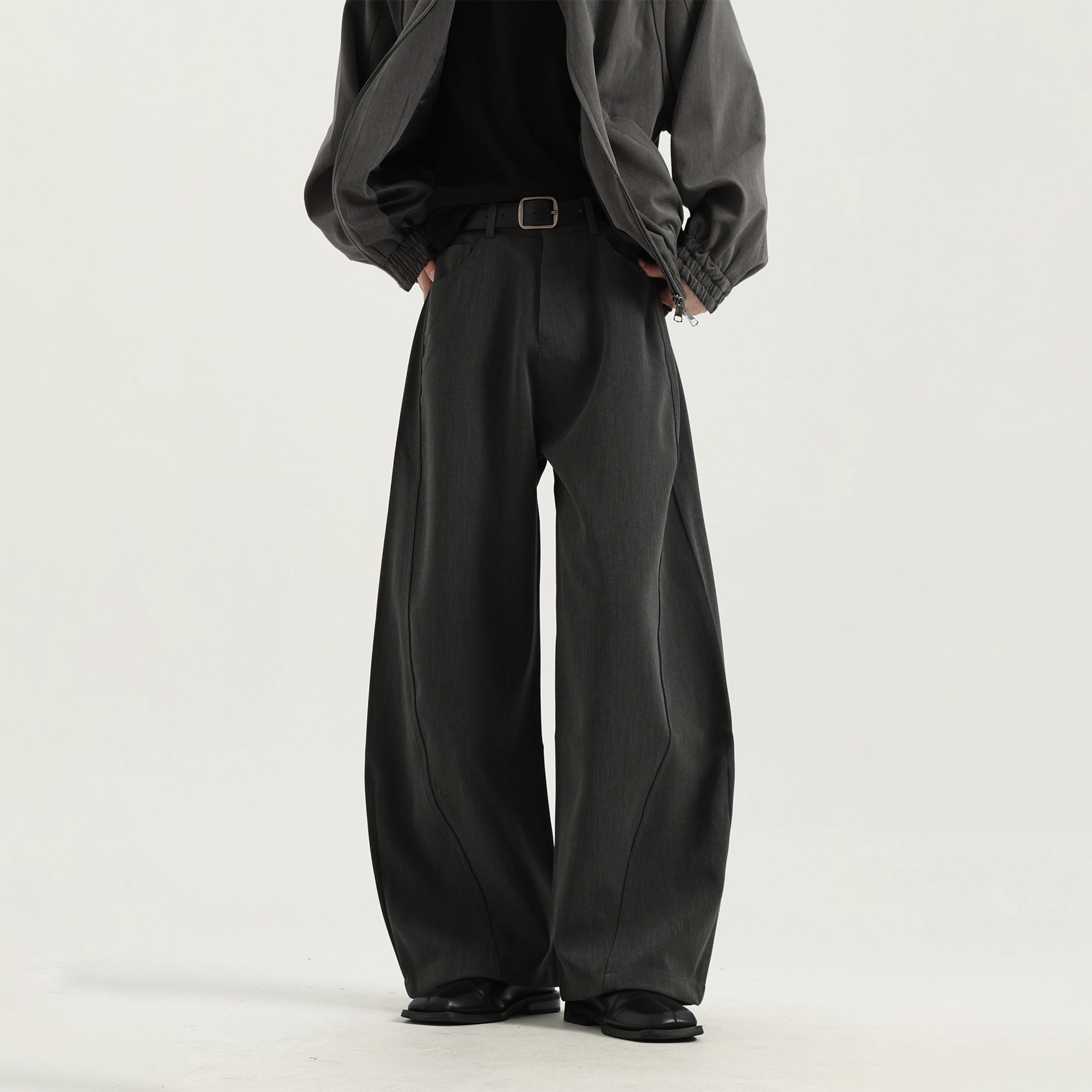 ACE 「高智淡人」质感入侵 550g通勤垂感解构廓形弯刀西裤男女潮