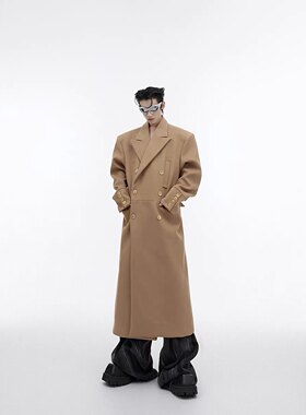 小众立体解构垫肩毛呢大衣