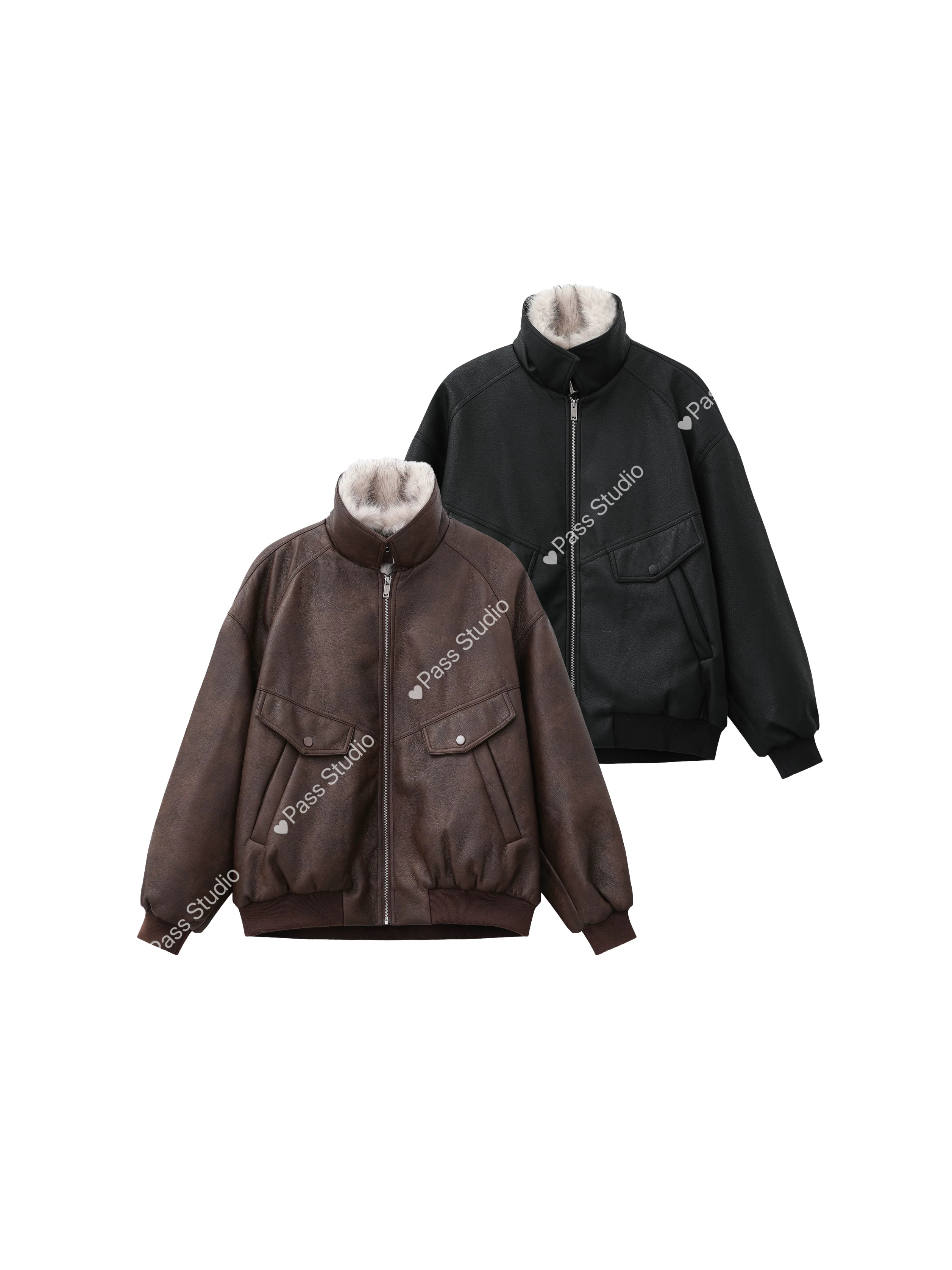 美式复古座山雕毛领外套PU皮夹克街头宽松cleanfit高级感棉服潮,男装,夹克,淘宝优惠券,粉丝福利购,淘宝优惠卷