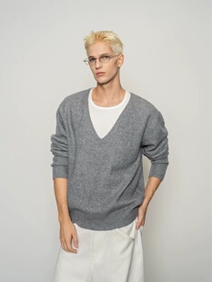 DBW Doublewin慵懒氛围感大V领毛衣秋冬舒适软糯宽松百搭针织毛衫