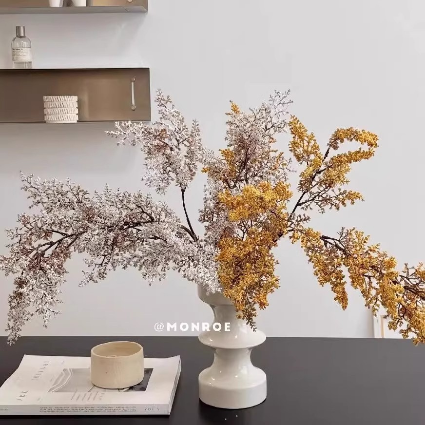 侘寂风雾凇迷雾花彷真植物假花彷真花摆设高级感逼真花艺插花摆件