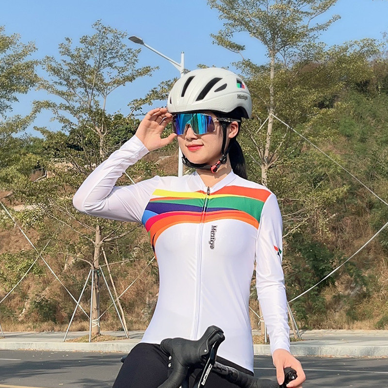 【新款】春秋骑行服公路车山地自行车服夏季长袖骑行服单上衣女款