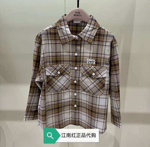 little moco 童装26春新款男女童纯棉衬衣格纹长袖衬衫KBF1SHT007