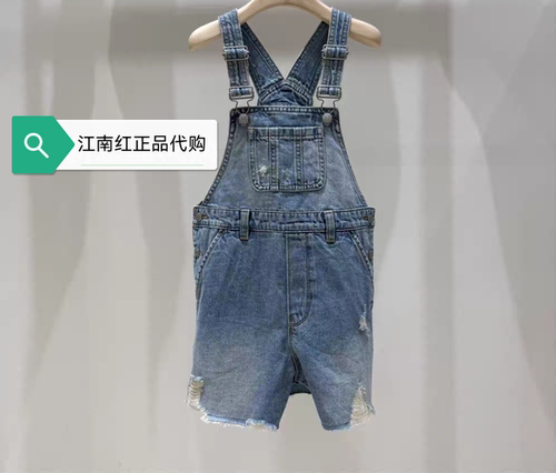little moco专柜正品25夏款男女童牛仔背带短裤KBE2JPS002