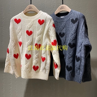 little moco专柜正品24年冬男女童毛衣爱心提花针织衫KBD4SWT028