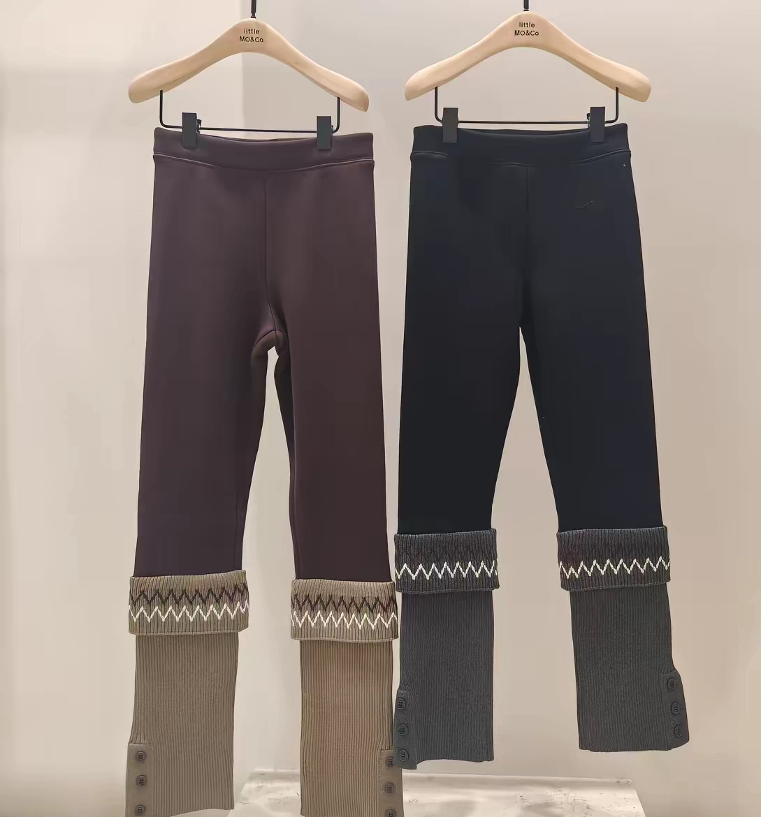 littlemoco专柜正品26年冬款女童袜套拼加绒长裤弹力裤KBF4PAT005