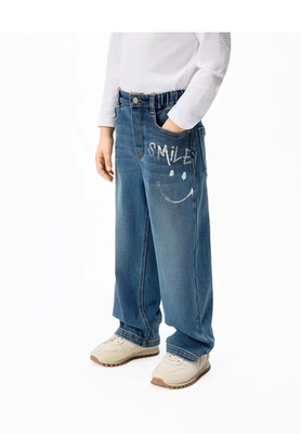 littlemoco专柜正品25年冬款男女童涂鸦休闲牛仔裤KBE4JENT02