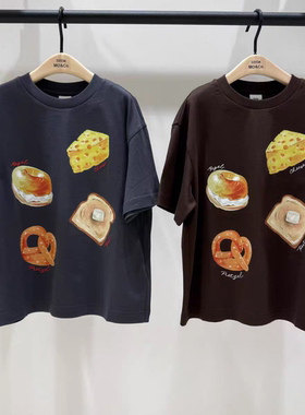 littlemoco专柜正品25年夏男女童印花圆领短袖T恤KBE2TEE021
