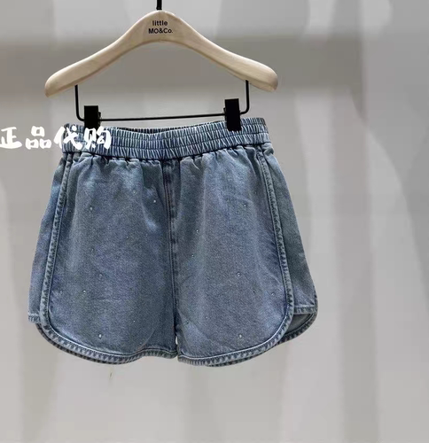 little moco专柜正品25夏款女童带钻凉感抑菌牛仔短裤KBE2SOT040