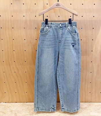 little moco 25夏季薄款男女童亲子装直筒长裤牛仔裤子KBE2JEN007