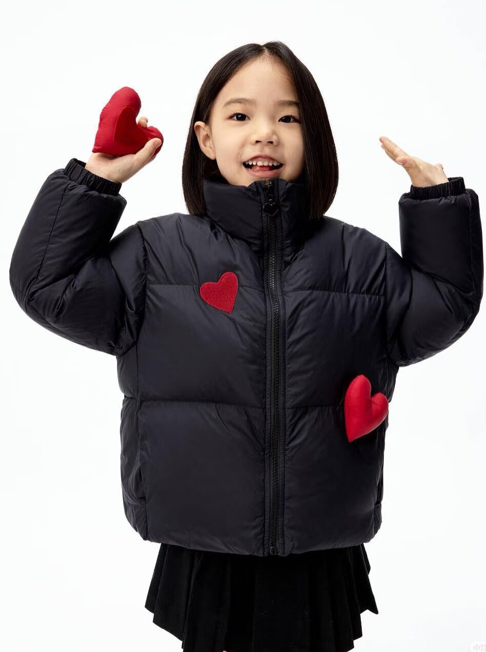 Little moco专柜正品25冬款女童爱心羽绒服外套KBE4EINT14