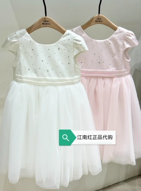 little moco专柜童装26夏新款女童蝴蝶结短袖连衣裙KBF2DRS036