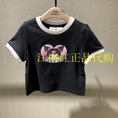 little moco专柜正品25年春女童高腰短款圆领短袖T恤衫KBE1TEE009