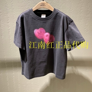 little moco童装专柜正品25春女童抑菌纯棉爱心短袖T恤KBE1TEE004