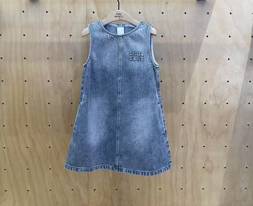 little moco专柜正品25年秋女童亲子牛仔无袖连衣裙KBE3DRS001