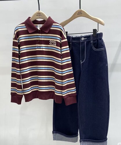 littlemoco专柜正品26年秋款男女童条纹长袖T恤POLO衫KBF3TOP003