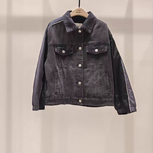little moco专柜正品26春男女童休闲拼接牛仔夹克外套KBF1COT010