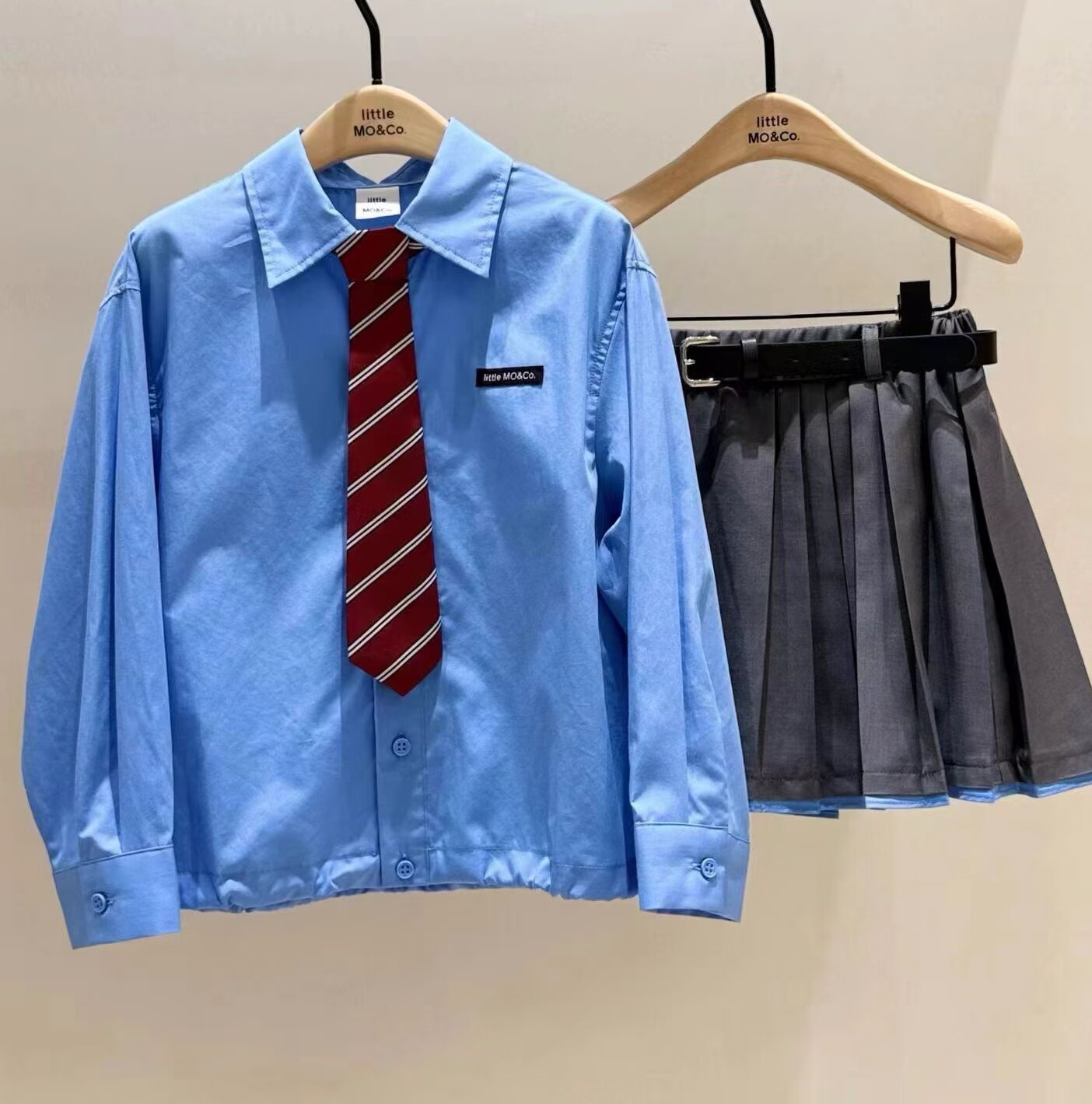 littlemoco专柜正品26秋款女童带领带长袖衬衫KBF3SHT011图片