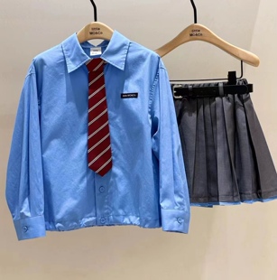 littlemoco专柜26秋款女童带领带长袖衬衫KBF3SHT011