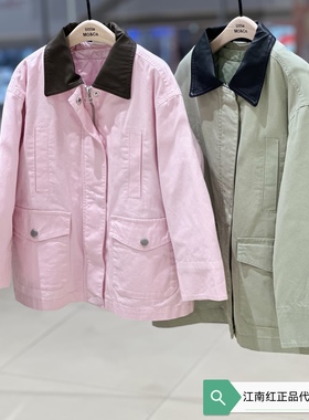 little moco专柜正品26年春款男女童拼接翻领棉服外套KBF1QJK016