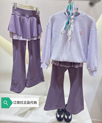 mini peace太平鸟童装2026春女童华夫格百搭圆领卫衣FJCRG1304