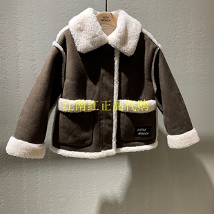 little moco童装正品2024冬款男女童棉服羊羔绒厚外套 KBD4COT009