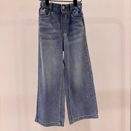 littlemoco专柜正品26秋款女童凉感带钻休闲牛仔长裤KBF3JEN017