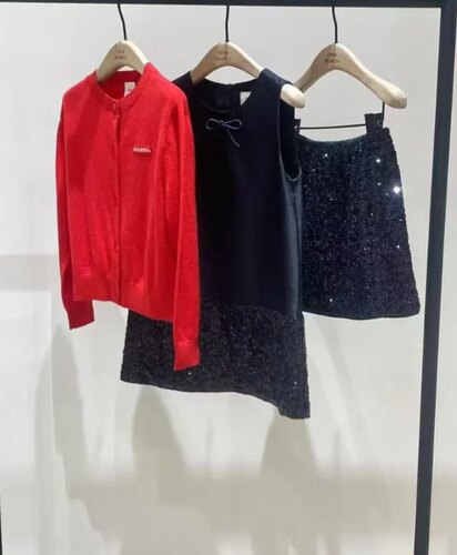 little moco专柜正品25年秋女童珠片绣拼接无袖连衣裙KBE3DRS006