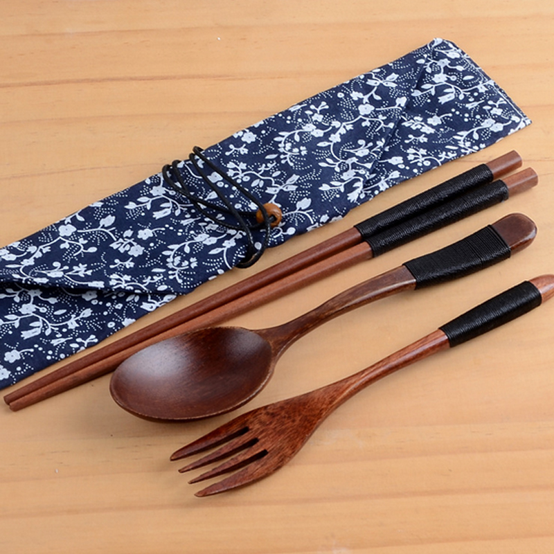 牵牛花套装味存viccon实木筷勺叉