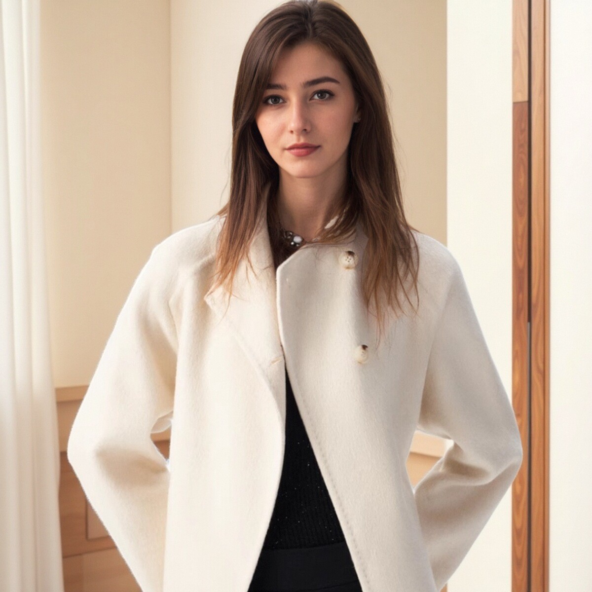 IRO PYRE 混纺大衣外套短款纯色含桑蚕丝法式轻奢24秋冬季新款