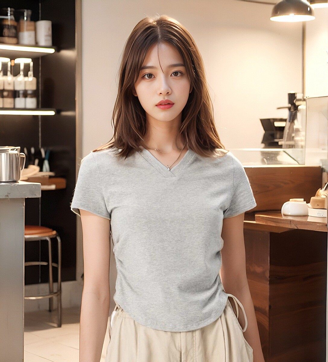 IRO Pyre 修身有领短袖T恤小V领抽绳下摆法式轻奢24春夏季新款