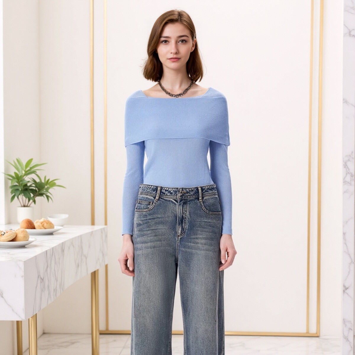 IRO PYRE 一字领针织短袖毛衫T恤多巴胺法式可露丽25春夏新款