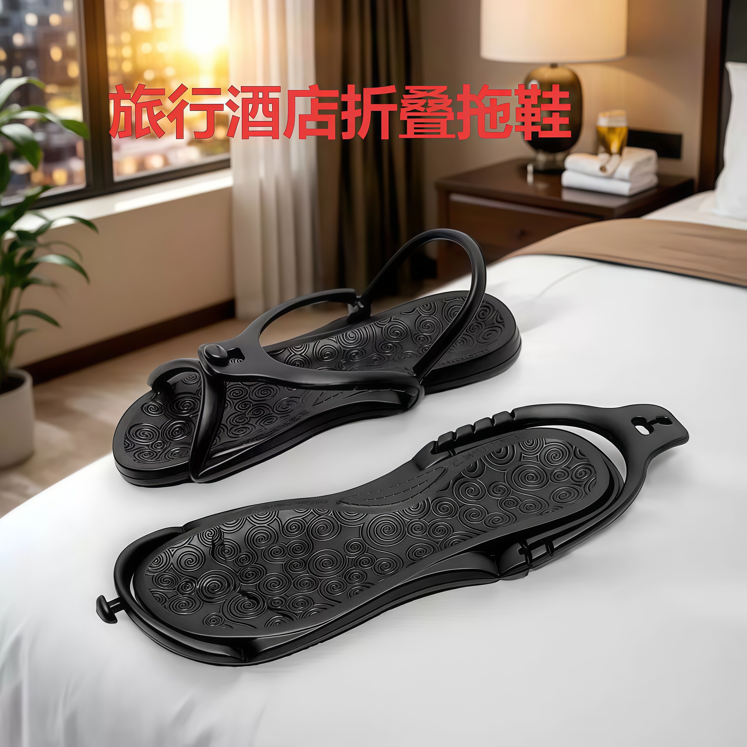 旅游便携折叠拖鞋可拆分两穿开车家用轻便防滑随身收纳沙滩凉拖女