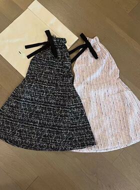 BMQ】玳购级 高定版 SHUSHUTON蝴蝶结露背式挂脖无袖小香风连衣裙