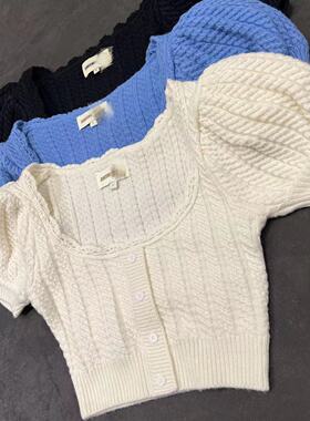 BMQ】玳购级 高定版 SHUSHUTON夏季羊毛低领法式泡泡袖针织短袖