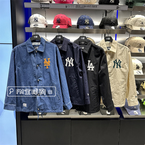 FM全球购韩国专柜正品代购NEW ERA春季新款字母翻领牛仔衬衫