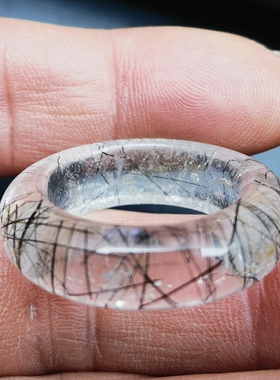 绿发晶原石手工雕刻指环女款戒指内径19.2㎜重7.4克