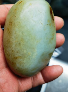 新疆和田玉籽料重量216.1克青白玉原皮原籽无修手感舒适摆件把玩