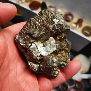 天然黄铜矿原石标本矿标招财居家办公消磁摆件重458.2克